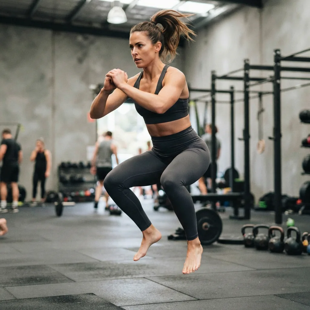 Person performing a dynamic workout in supportive yoga leggings.