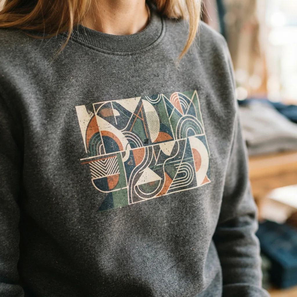 A close-up of the graphic detail on the Balance Collection Graphic Sweatshirt
