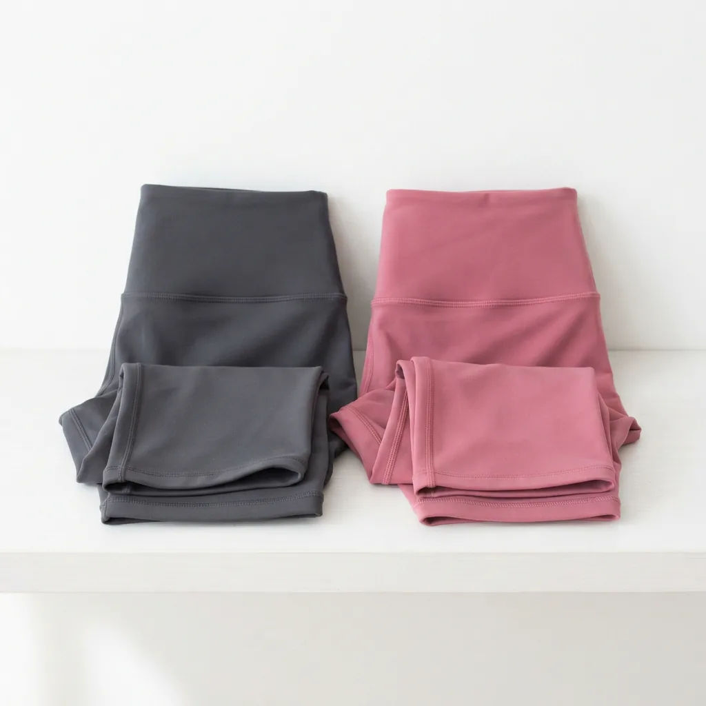 The two pairs of High Waist Crop Leggings from the 2-Pack displayed on a hanger